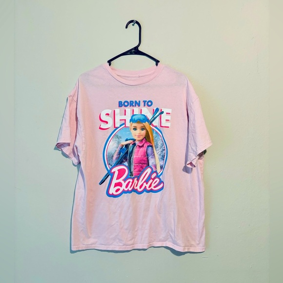 Barbie Pink Born To Shine Short Sleeve  Tee Shirt Size XL Logo - Picture 1 of 6